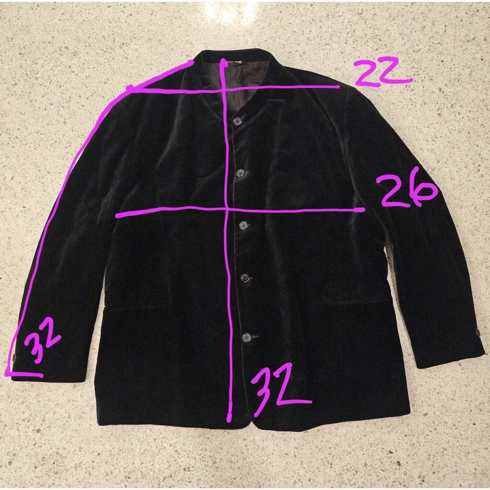 Falcone Suit Mens 50L 42x33 Solid Black VELVET Parsons Collar Vintage Union Made